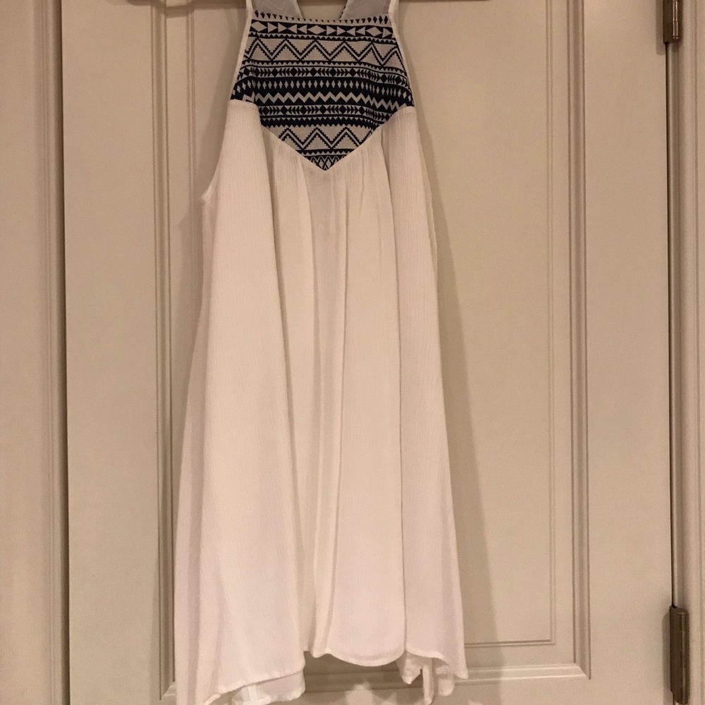 White Dress with Navy accents